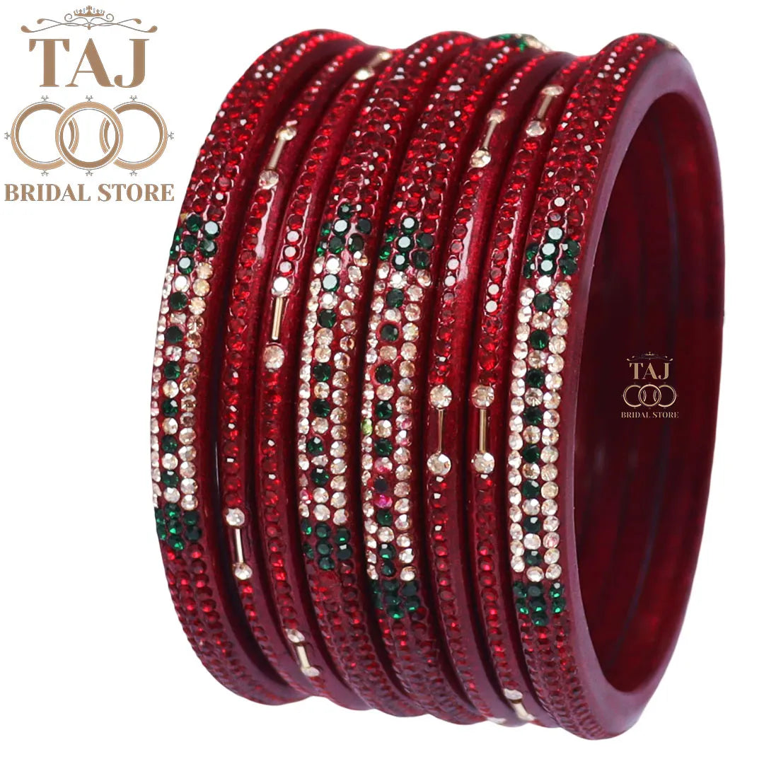 Traditional Lac Short Chura Set With Beautiful Best Rhinestons Design (Set Of 8)