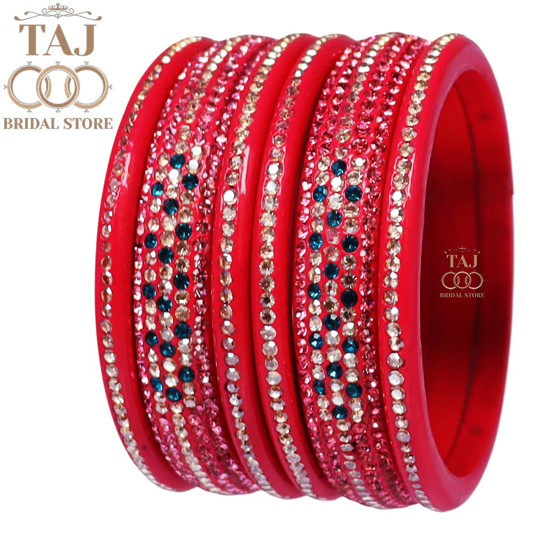 Lac Bangles Chura with Rhinestons Design
