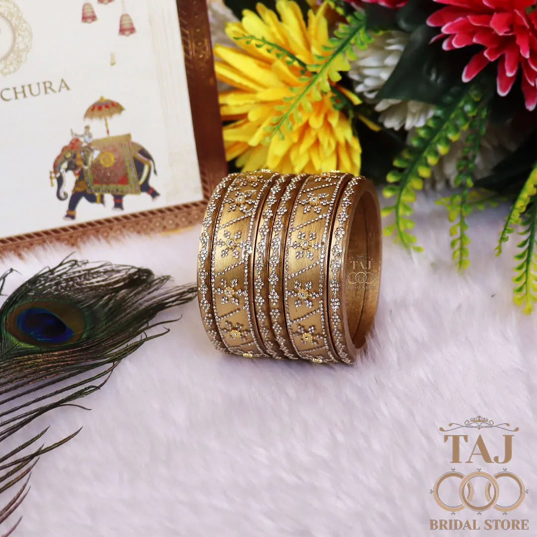 Premium Designer Short Lac Bangles Set with Latest Rhinestones Design