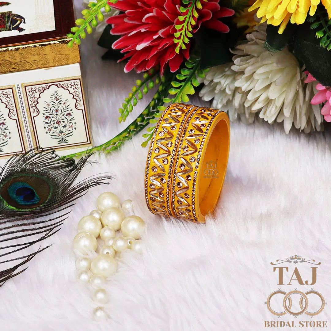 Rajasthani Lac Kada Bangles in Latest Kundan and Rhinestones Design