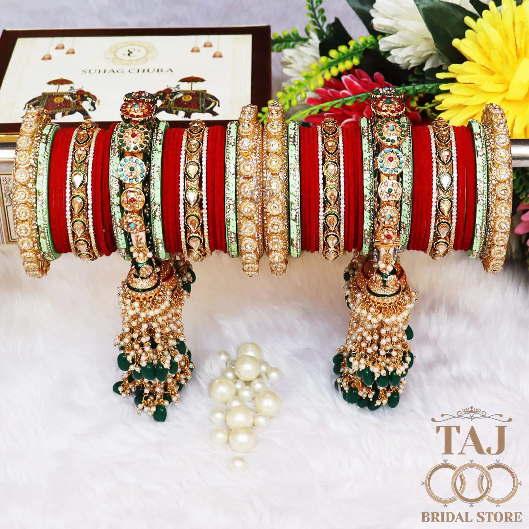 Luxurious Traditional Bangles Set with Latest Heavy Bangadi