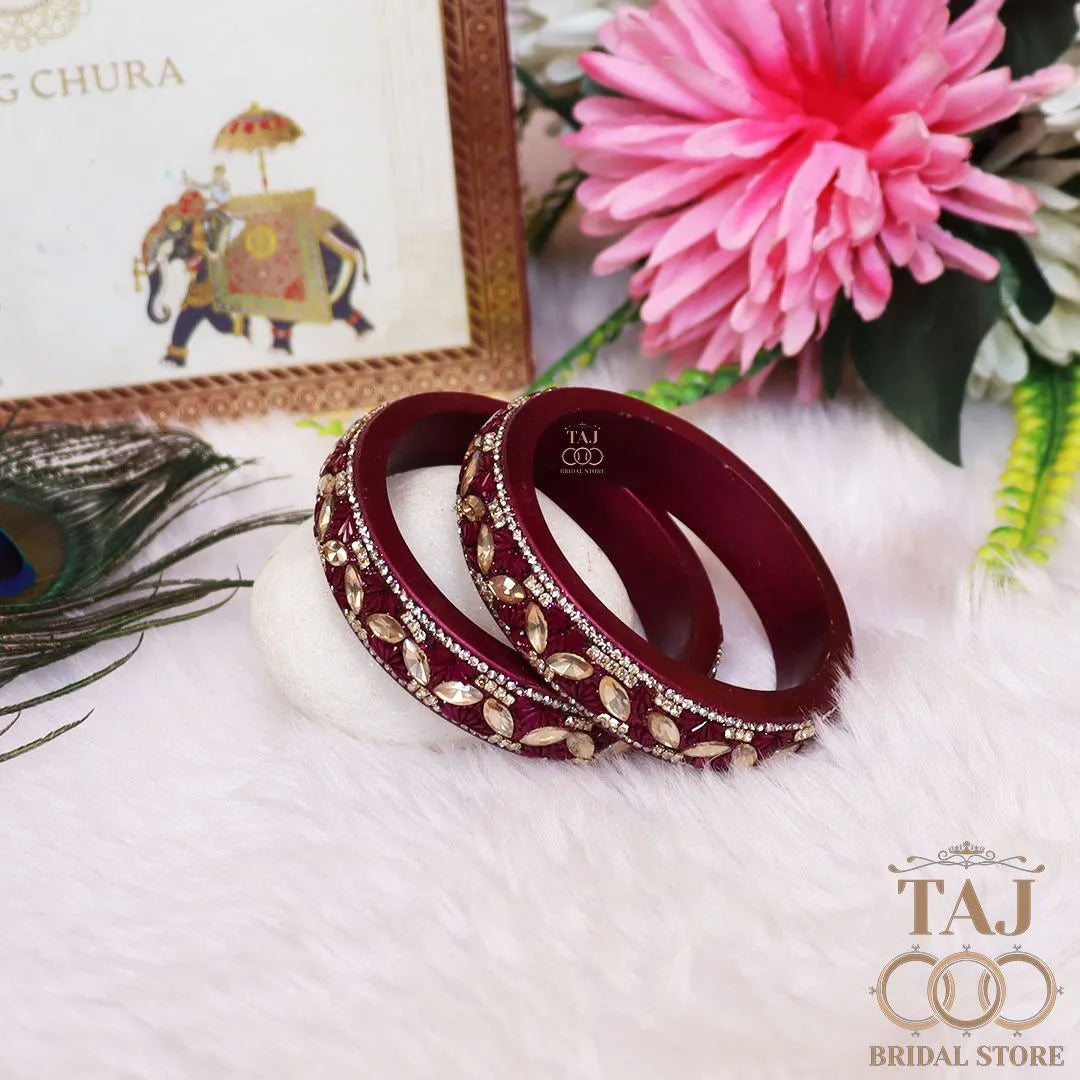 Jaipuri Stylish Lac Kada Bangles in Latest Kundan Rhinestones Design