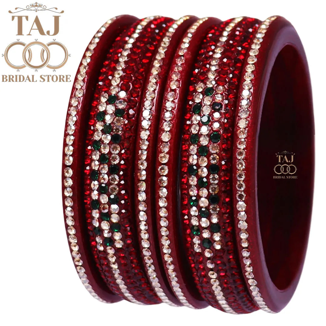 Lac Bangles Chura with Rhinestons Design