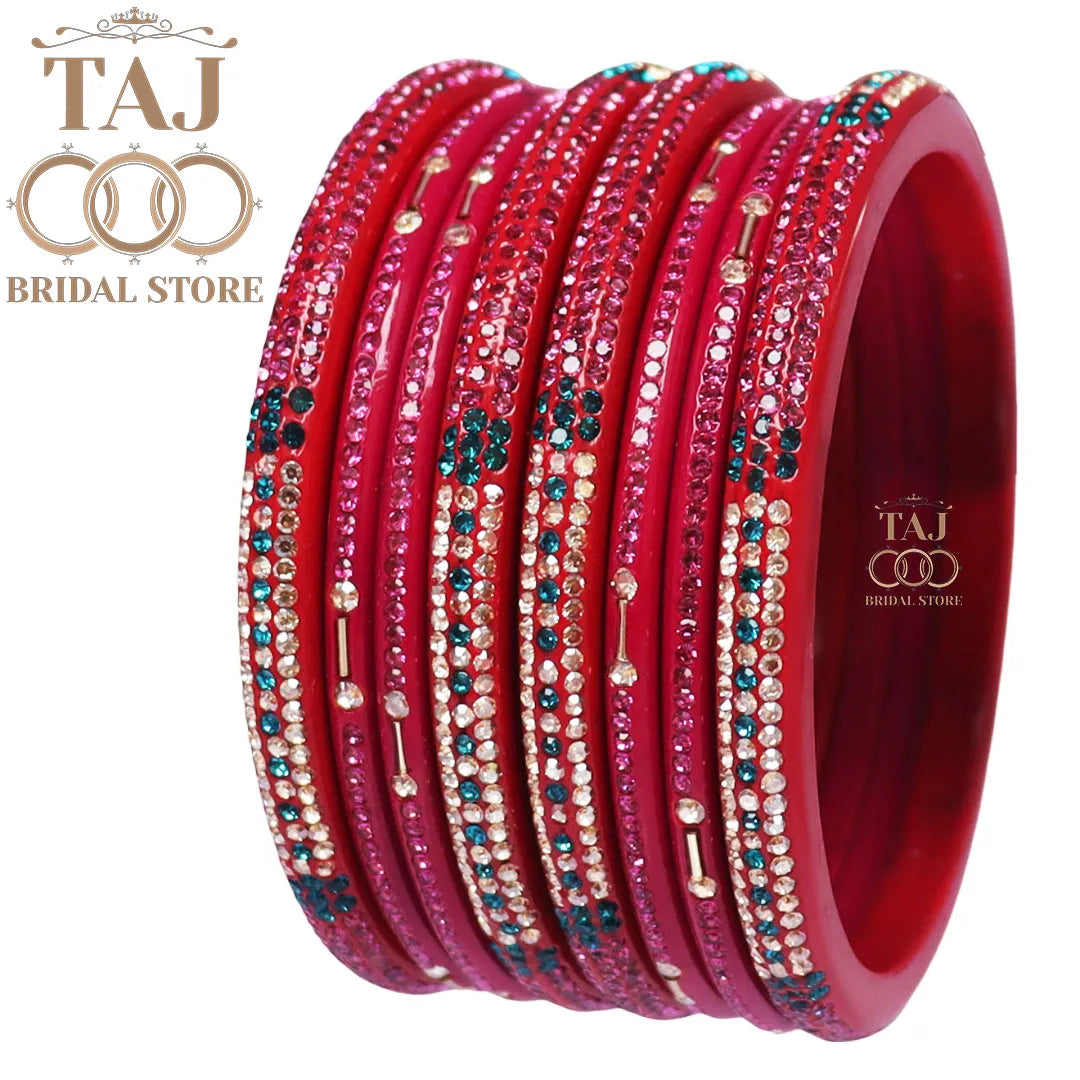Traditional Lac Short Chura Set With Beautiful Best Rhinestons Design (Set Of 8)