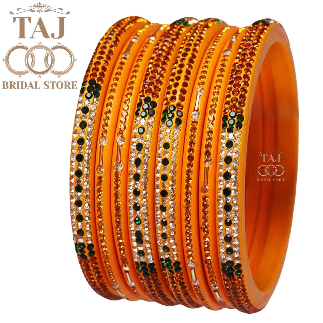 Traditional Lac Short Chura Set With Beautiful Best Rhinestons Design (Set Of 8)