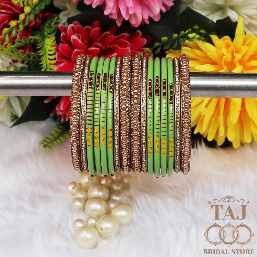 Diwali Special Short Lac Bangle Set with Beautiful Handpaint Design