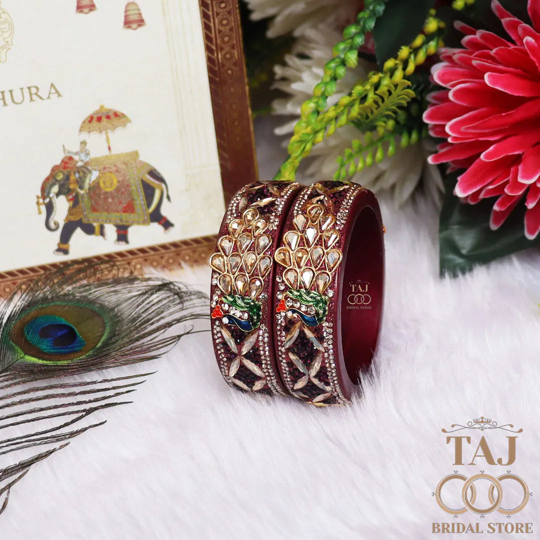 Premium Jaipuri Lac Kada Bangles Set with Latest Peacock Design