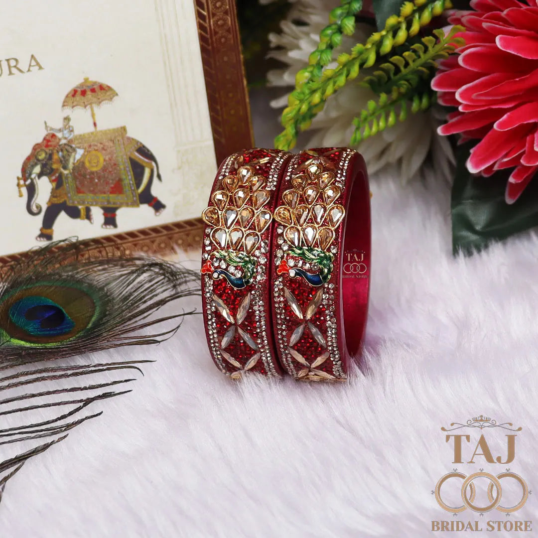 Premium Jaipuri Lac Kada Bangles Set with Latest Peacock Design