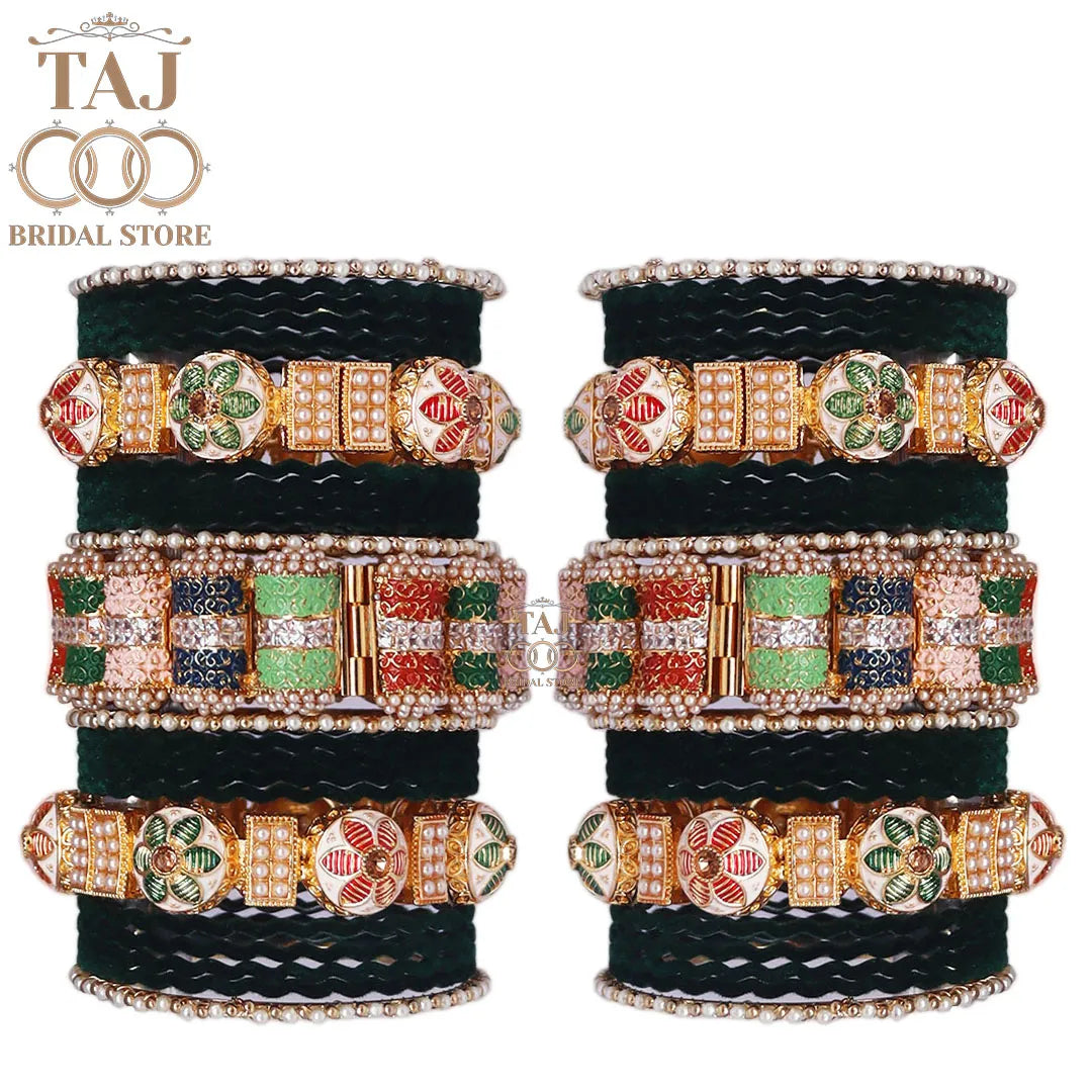 Latest Design Rajwadi Bangle Set in Beautiful Design Taj Bridal Store