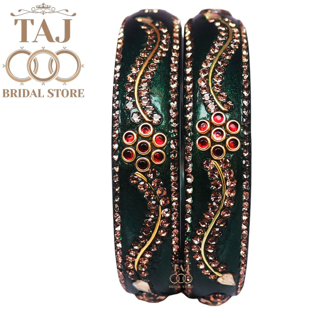 Daily Wear Designer Lac Kada With New Flower And Lace Design (Set Of 2)