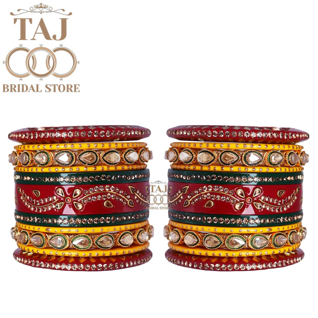 Rajasthani Traditional Lac Chura Set With Beautiful Flower and Lace Design