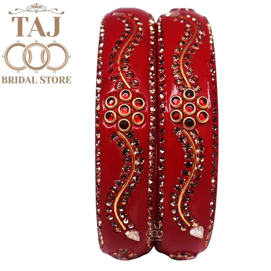 Daily Wear Designer Lac Kada With New Flower And Lace Design (Set Of 2)