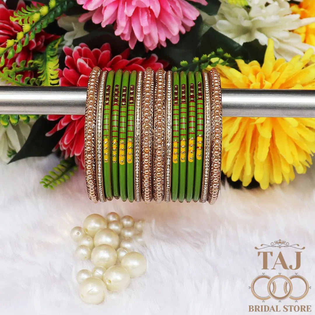 Diwali Special Short Lac Bangle Set with Beautiful Handpaint Design