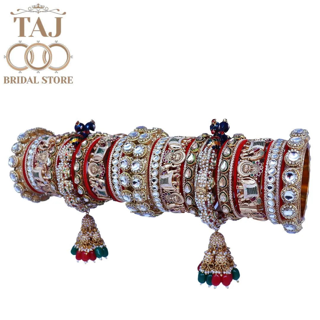 Royal Rajasthani Chuda Set With Beautiful Latest Peacock and Jhoomer Design