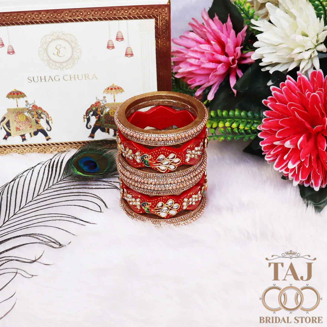 Premium Designer Lac Bangles Set with Latest Peacock Design