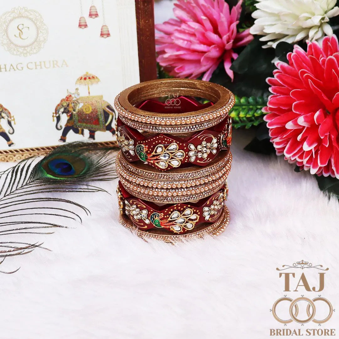 Premium Designer Lac Bangles Set with Latest Peacock Design