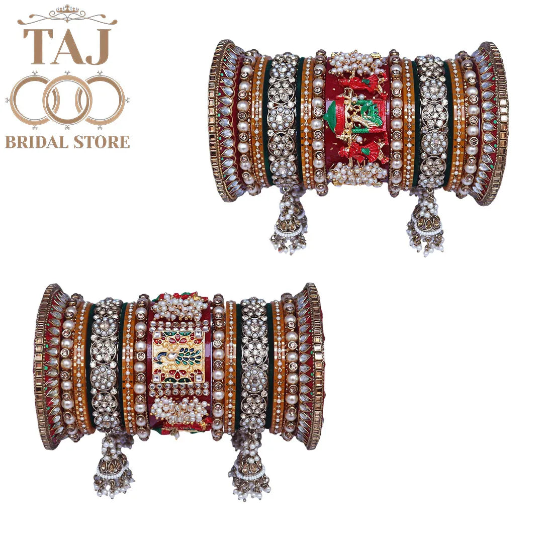 Traditional Bridal Chooda Set With Beautiful Peacock and Doli Design Kada