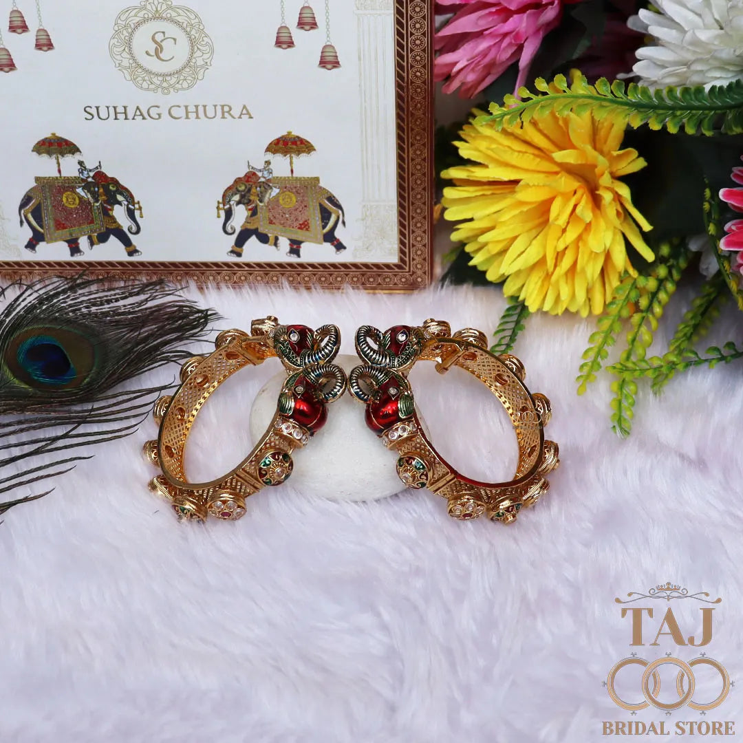 Luxurious Rajwadi Metal Kada with New Traditional Elephant Motifs