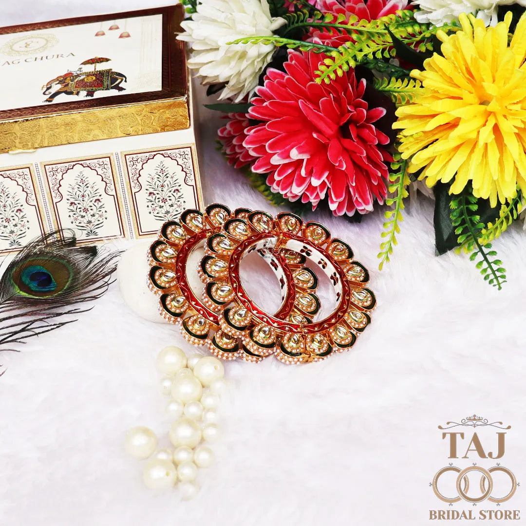 Premium Rajasthani Bangadi Pair With Latest Traditioanl Kundan Design