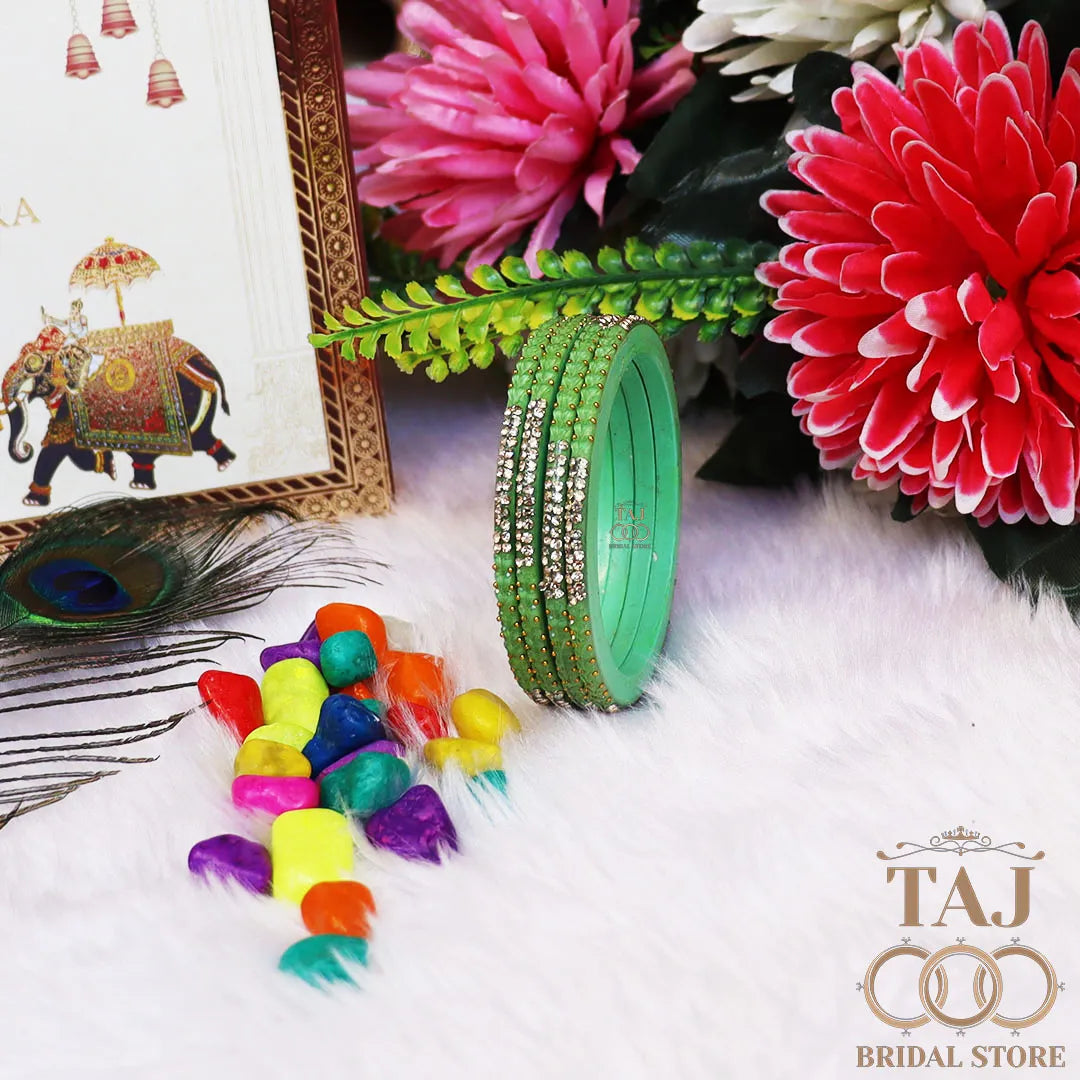Rajasthani Lac Bangles With Beautiful Traditional Rhinestons Design