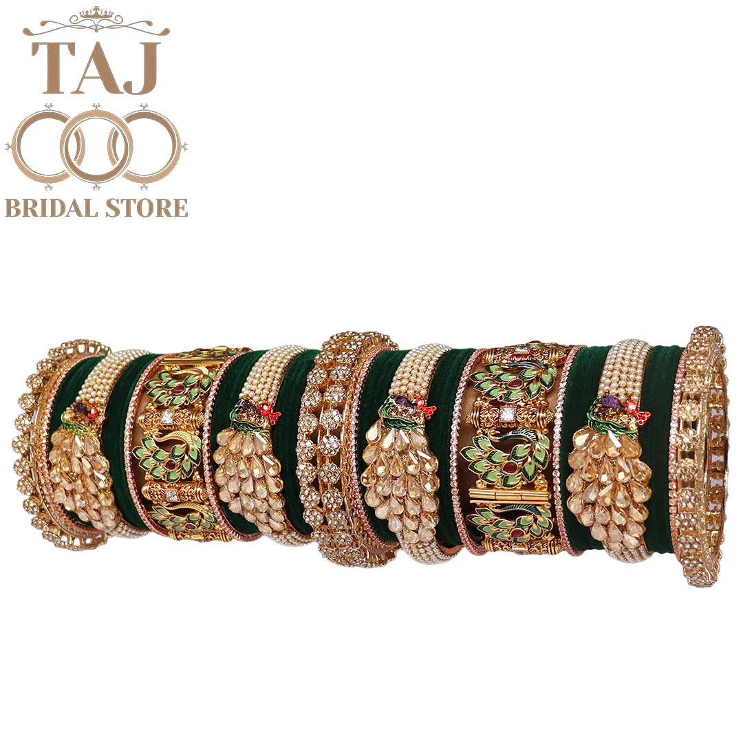 Indian Wedding Bangles Set With Beautiful Peacock Design Kada