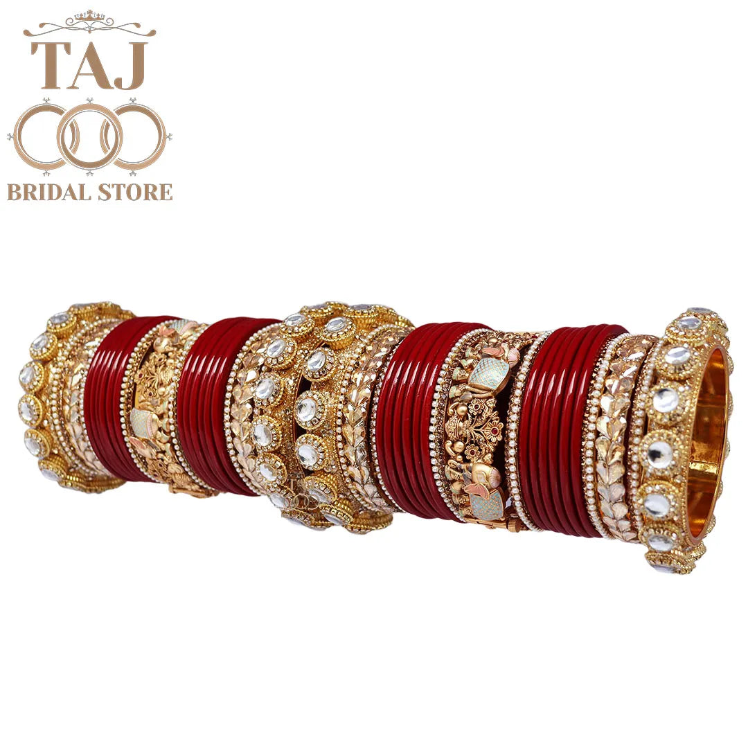 Royal Rajwadi Wedding Chura Set With Beautiful Latest Elephant Design Kada