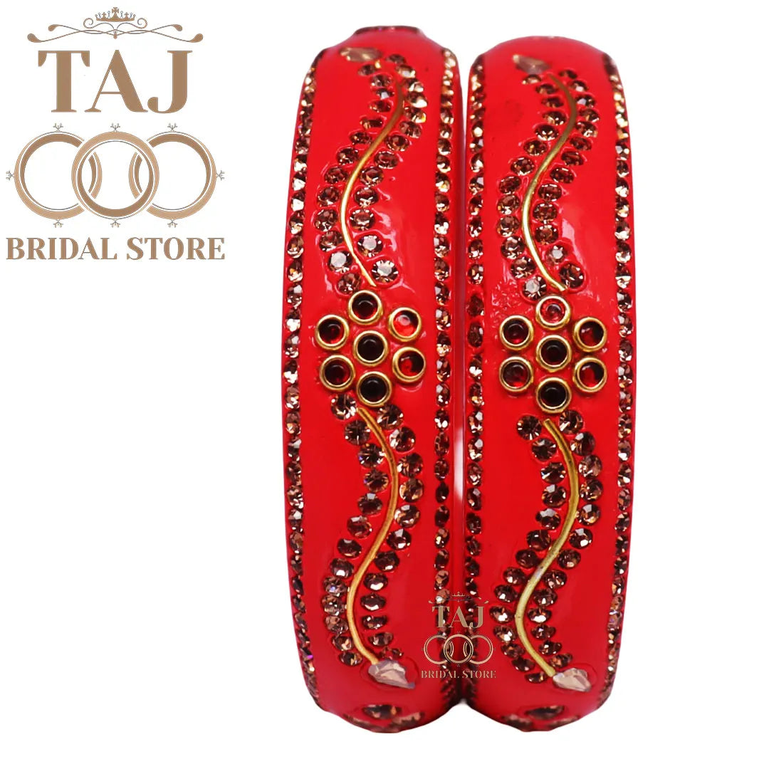 Daily Wear Designer Lac Kada With New Flower And Lace Design (Set Of 2)