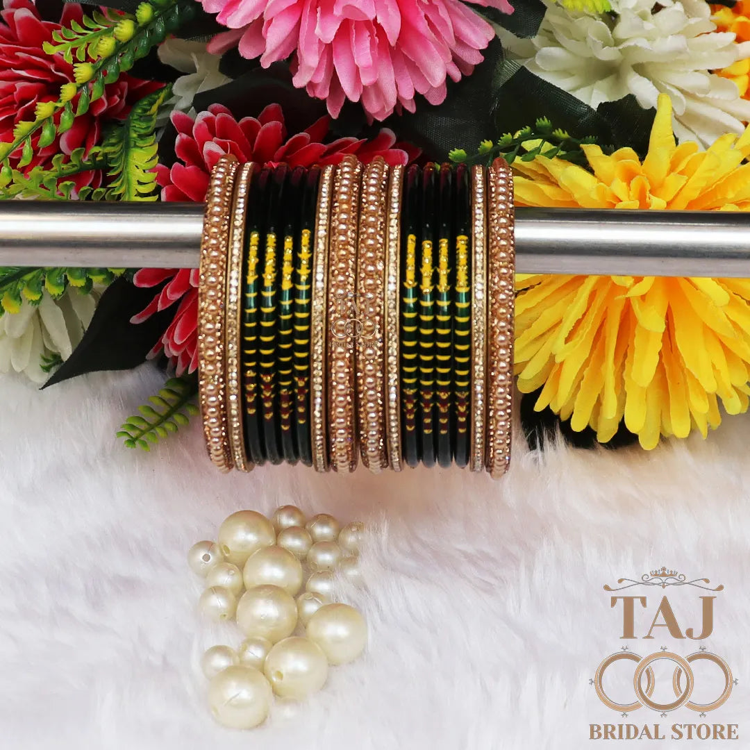 Diwali Special Short Lac Bangle Set with Beautiful Handpaint Design