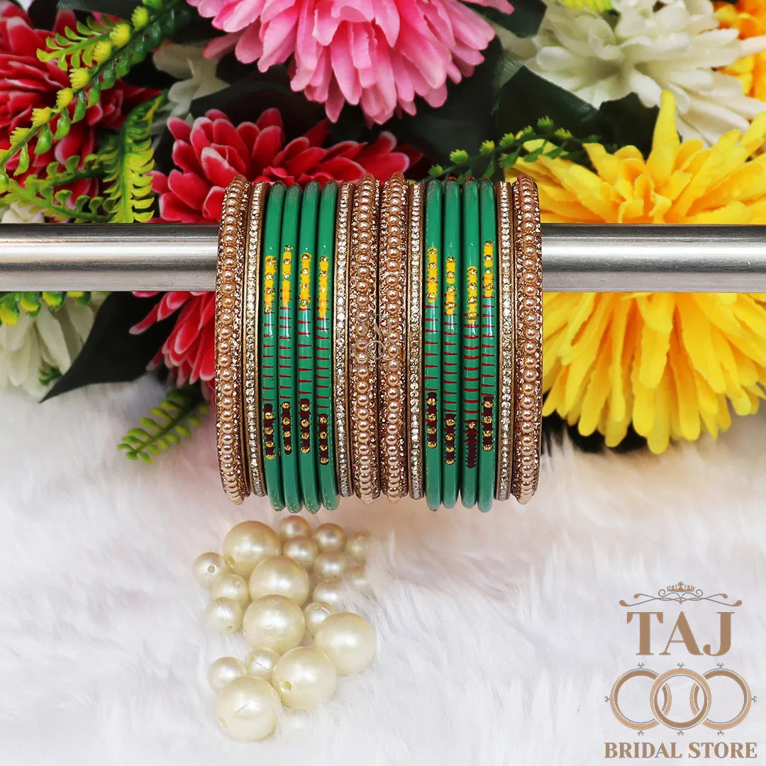 Diwali Special Short Lac Bangle Set with Beautiful Handpaint Design