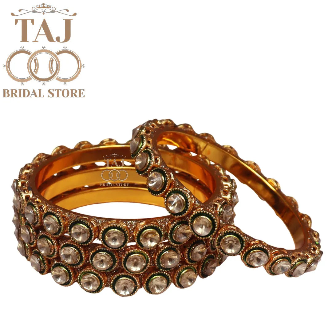 Kundan Rajwadi Metal Kada Set With Beautiful Kundan Design (Set of 4)