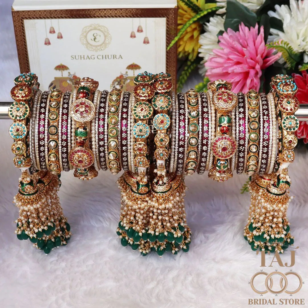 Luxurious Rajwadi Wedding Bangles Set in Beautiful Traditional Design