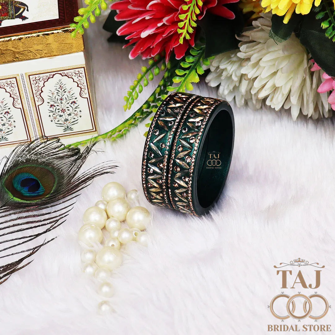 Rajasthani Lac Kada Bangles in Latest Kundan and Rhinestones Design