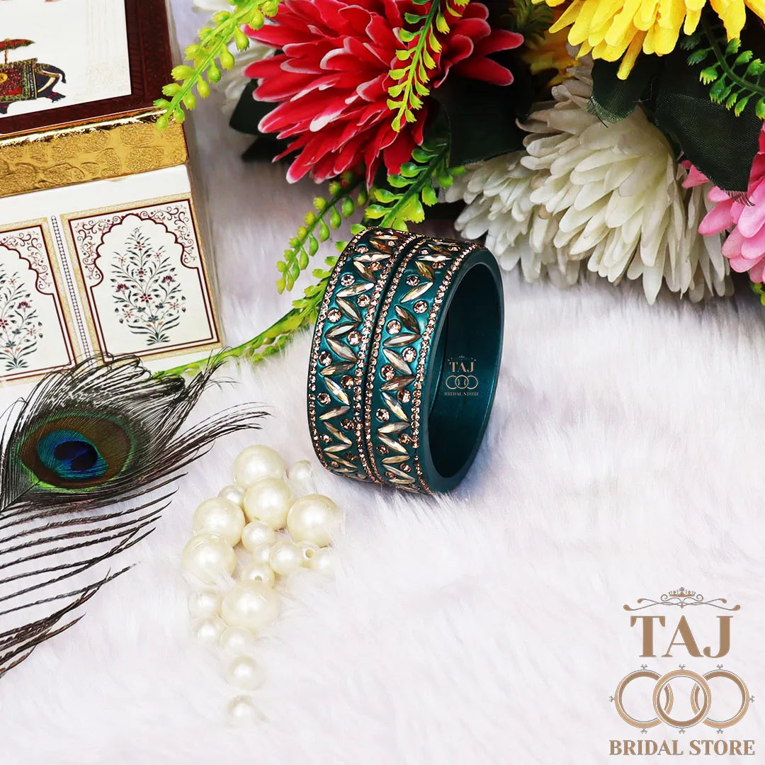 Rajasthani Lac Kada Bangles in Latest Kundan and Rhinestones Design