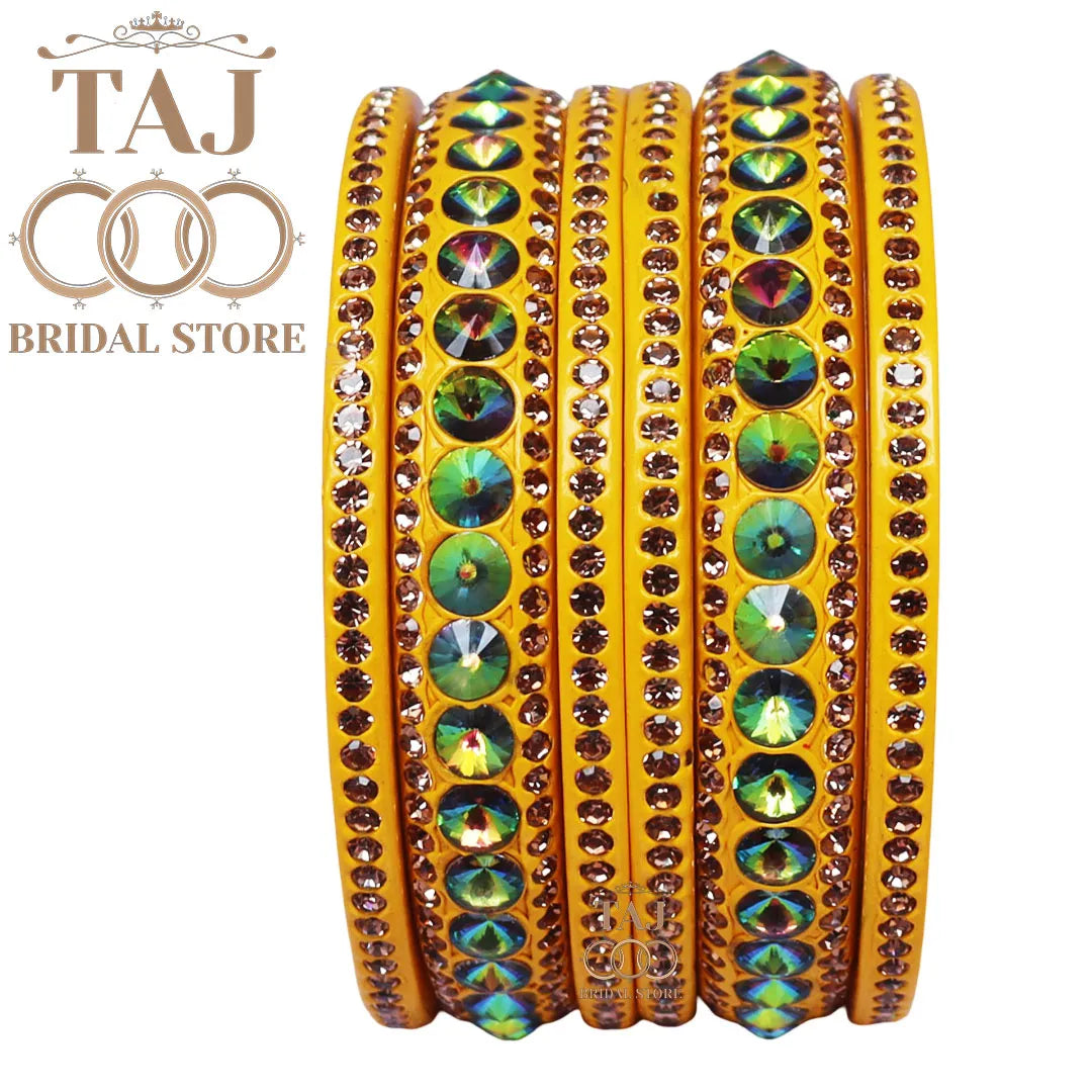 Daily Wear Marwadi Lakh Chura Set With Beautiful RhineStone Design