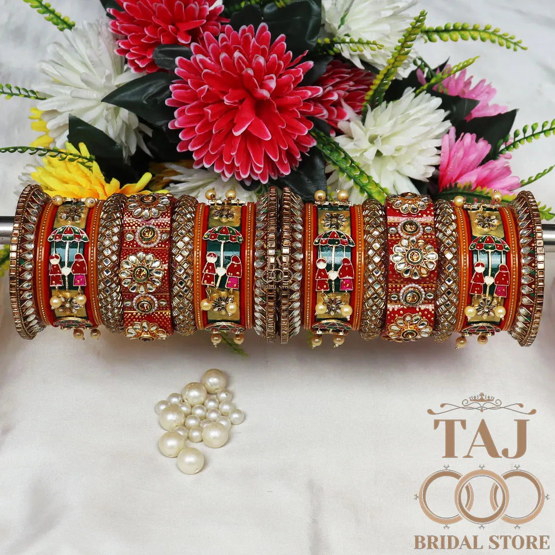 Rajwadi Bridal Chura Set with Umbrella Design