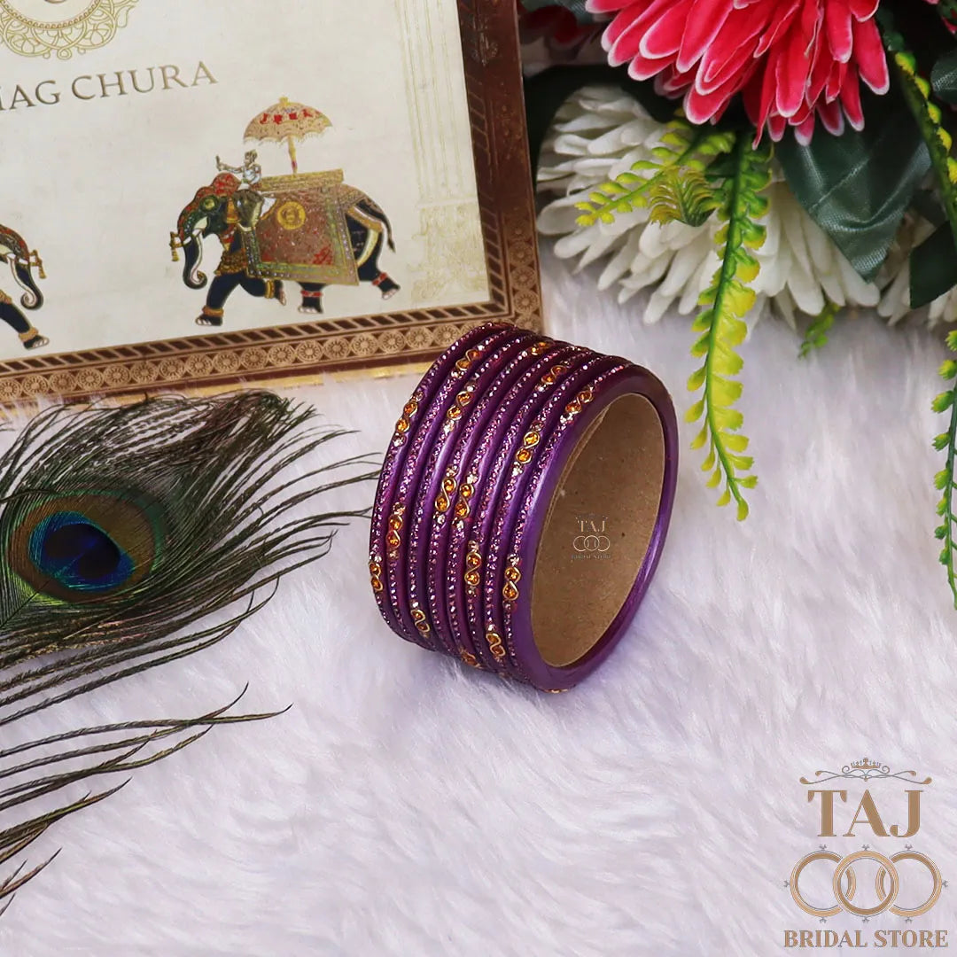 Designer Short Lac Bangles For Women With Latest Rhinestones Design