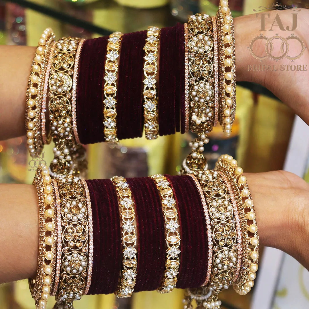 Rajwadi Wedding Bangles for Girls With Beautiful Jhoomer Design