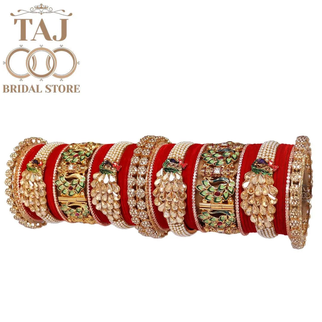 Indian Wedding Bangles Set With Beautiful Peacock Design Kada