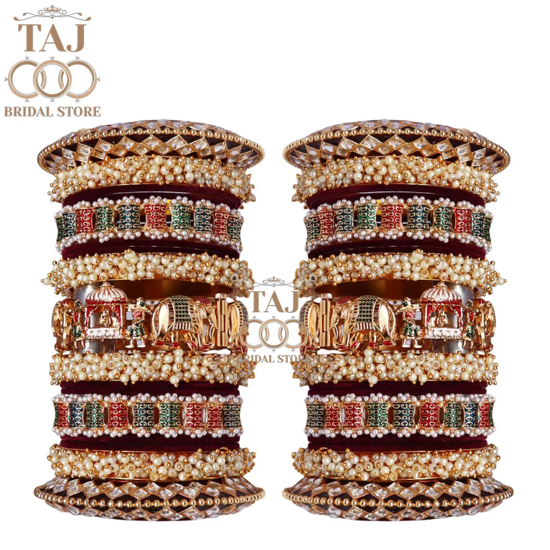 Bridal Bangles Set for Wedding With Beautiful Elephant and Doli Design Kada
