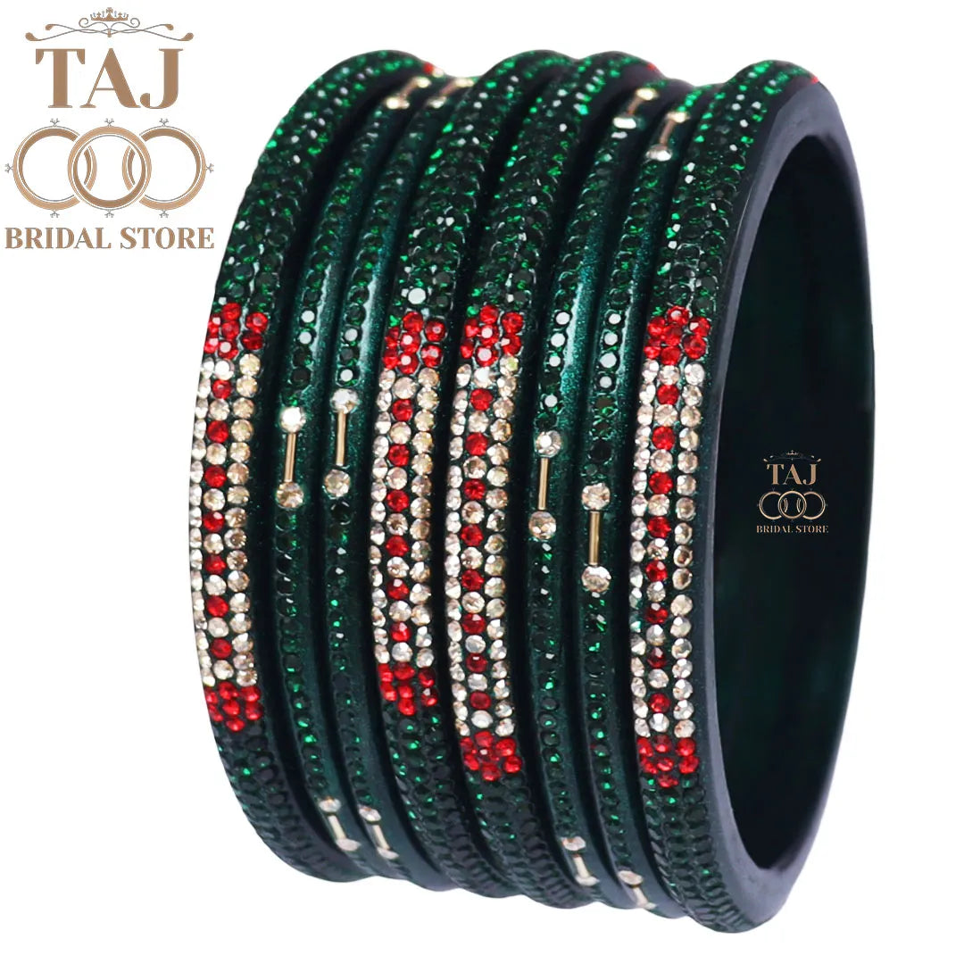 Traditional Lac Short Chura Set With Beautiful Best Rhinestons Design (Set Of 8)