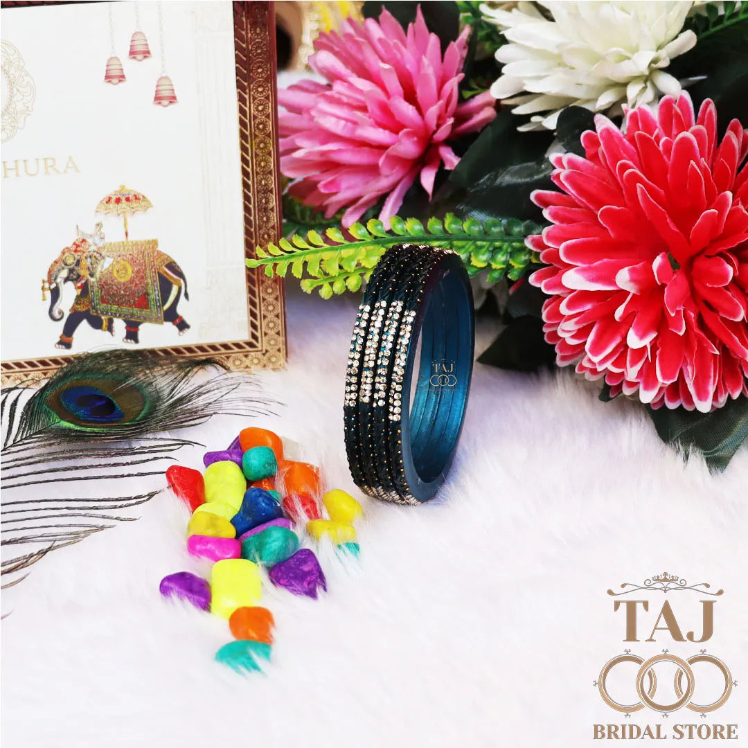 Rajasthani Lac Bangles With Beautiful Traditional Rhinestons Design