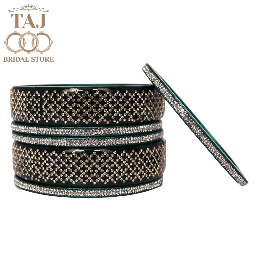 Premium Jaipuri Short Lac Bangles Set with Best Rhinestones Design