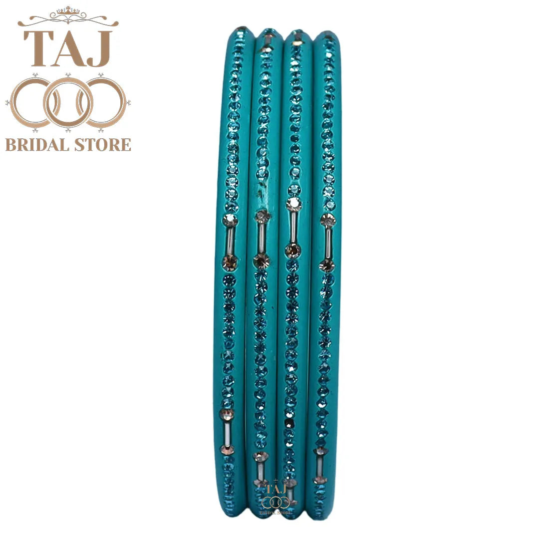 Rajasthani Lac Chudi With Beautiful Rhinestone Design (Pack of 4) Taj Bridal Store