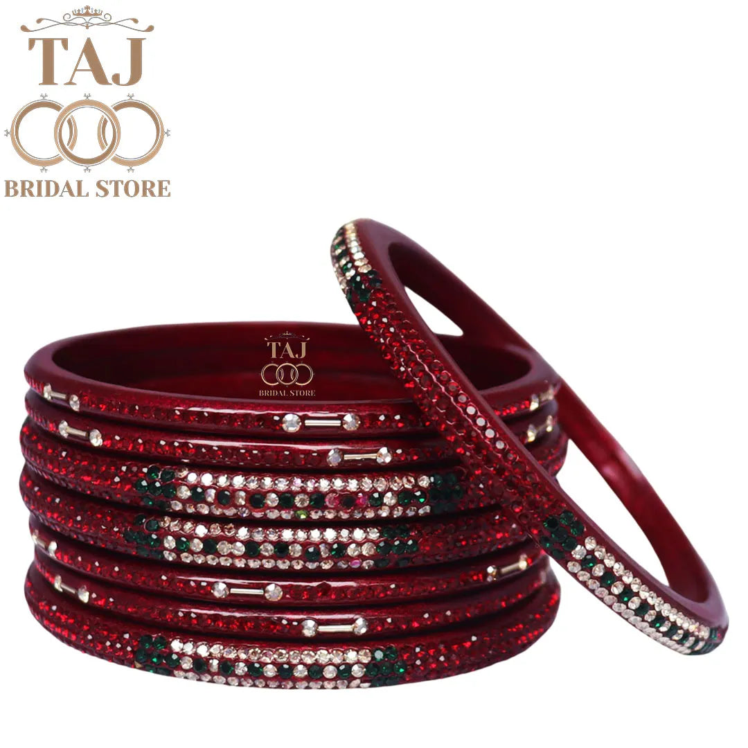 Traditional Lac Short Chura Set With Beautiful Best Rhinestons Design (Set Of 8)