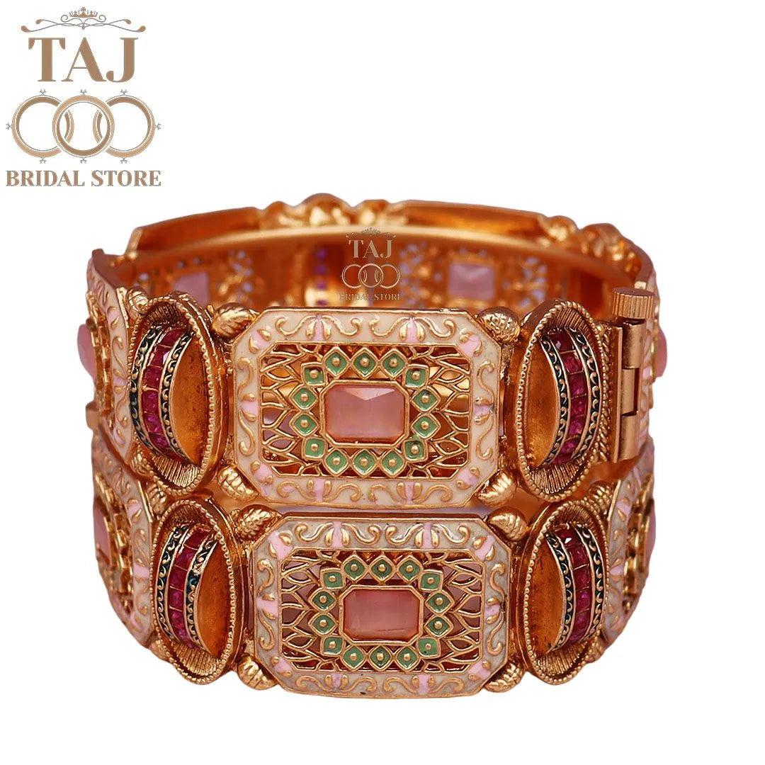 Rajwadi Metal Kada With Beautiful Latest Meenakari Work (Pack of 2)