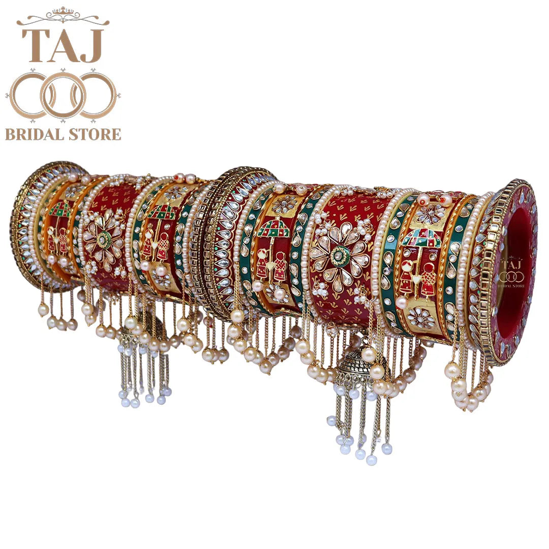 Rajwadi Wedding Chuda With Beautiful Umbrella Design Kada And Jhoomer Design