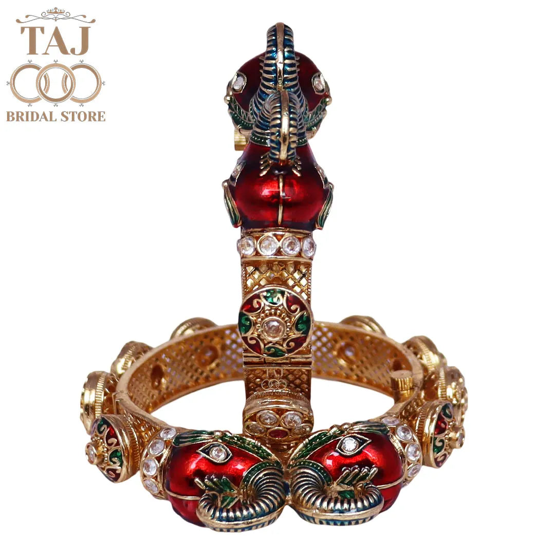 Luxurious Rajwadi Metal Kada with New Traditional Elephant Motifs