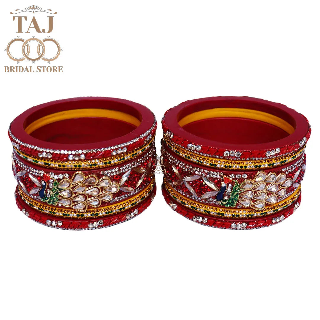 Luxurious Rajasthani Short Lac Bangles Set with Latest Peacock Design