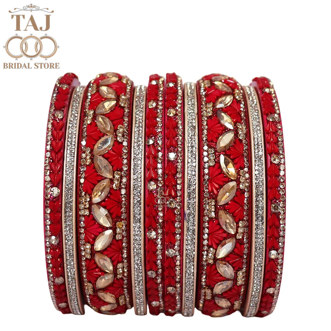 Women's Rajasthani Short Lac Bangles Set With Latest Kundan Design
