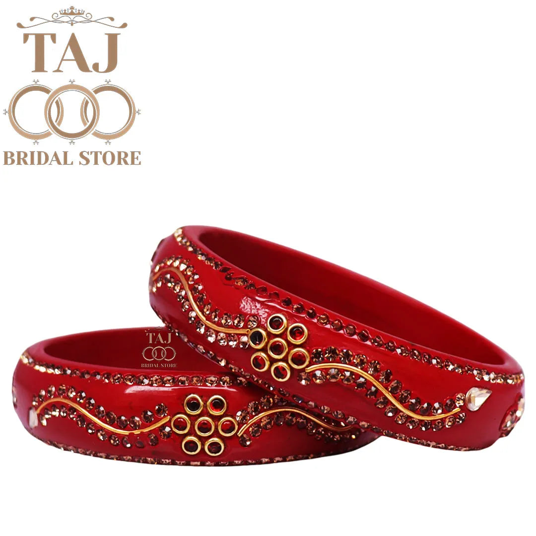 Daily Wear Designer Lac Kada With New Flower And Lace Design (Set Of 2)